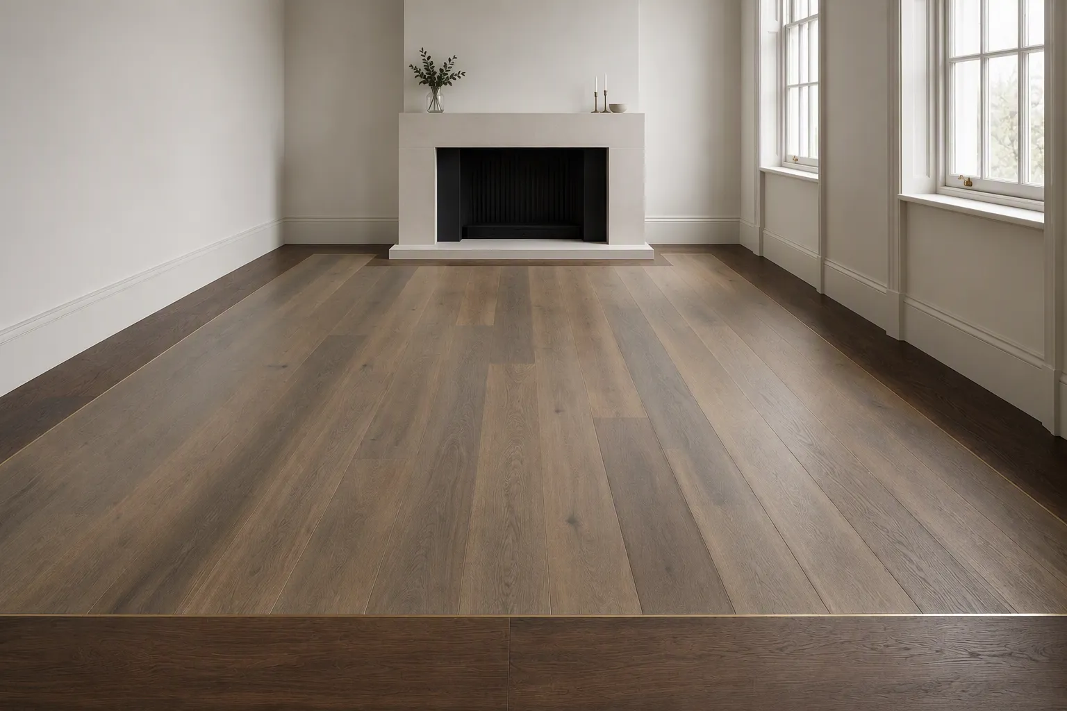 Borders and insets timber floor pattern